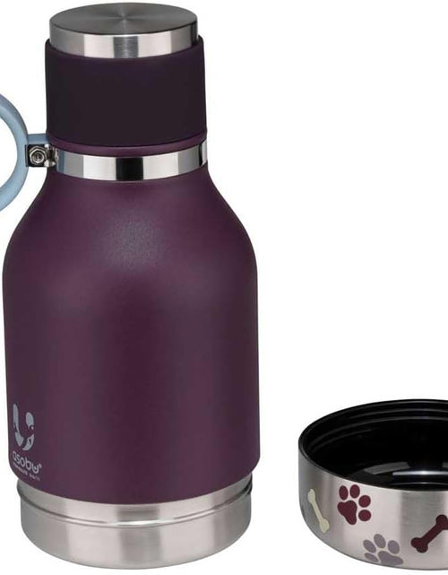 Load image into Gallery viewer, Dog Bowl Attached to Stainless Steel Insulated Bottle 1 Liter (Burgundy)
