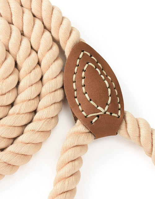 Load image into Gallery viewer, Dog Leash | Braided Cotton Rope Dog Leashes with Leather Tailor Tip | 6 Feet Dog Leash W Heavy Duty Metal Clasp | Wedding Dog Leash (Light Brown, 72 Inches)
