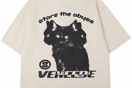 2025 New Streetwear Tshirt Hydra Cat Graphic T Shirt Men Cotton T-Shirt Hip Hop Loose Tops Tees Summer Short Sleeve Black White