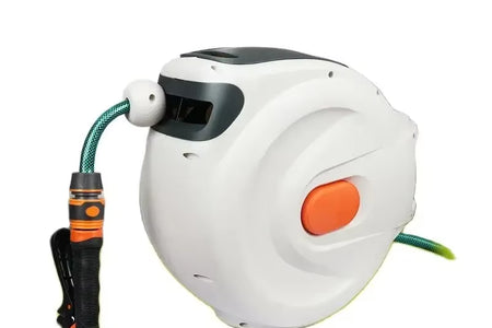 Automatic Rewind Hose Reel: 7-Pattern Nozzle with Slow Return System for Car & Garden