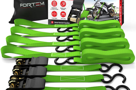 Ratchet Straps, Tie down Strap Set 1650Lb Break Strength, 4 Pack 15Ft X 1In, 4 Soft Loops, Moving Straps Tie Downs, Cargo Cam Buckles for Trucks, Carry Bag, for Men