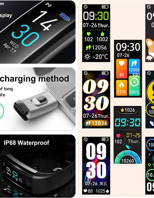 Load image into Gallery viewer, Fitness Tracker with Step Counter/Calories/Stopwatch, Activity Tracker with Heart Rate Monitor, IP68, Health Tracker with Sleep Tracker, Smartwatch, Pedometer Watch for Women Men Kids
