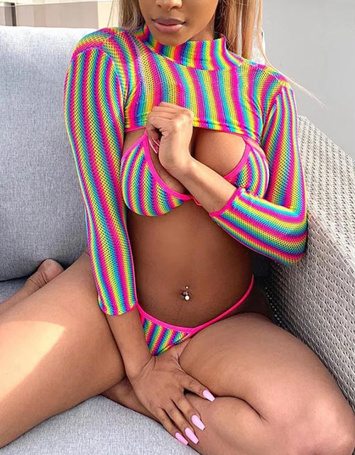 Load image into Gallery viewer, 2025 Long Sleeve Neon Green Leopard Bikini Women Swimsuit Bikini Set Sexy Swimwear Female Brazilian Bathing Suit Swim Beach Wear
