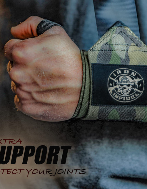 Load image into Gallery viewer, Weightlifting Wrist Wraps - 24" Extra Stiff Heavy Duty, Wrist Support for Gym Workouts, Crossfit, Weights, Powerlifting, Fitness, Exercise, Olympic Lifts, Bench Press
