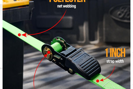 Ratchet Straps, Tie down Strap Set 1650Lb Break Strength, 4 Pack 15Ft X 1In, 4 Soft Loops, Moving Straps Tie Downs, Cargo Cam Buckles for Trucks, Carry Bag, for Men